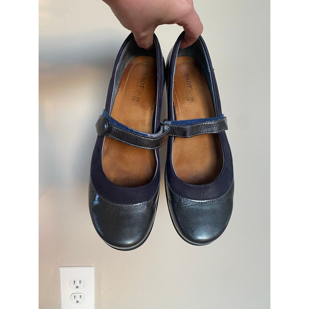 NAOT Navy Patent Mary Jane Heels 39 / US 8